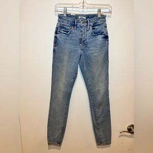 Good American Blue Organic Cotton Blend Mid Rise Skinny Jeans Women’s Size 24